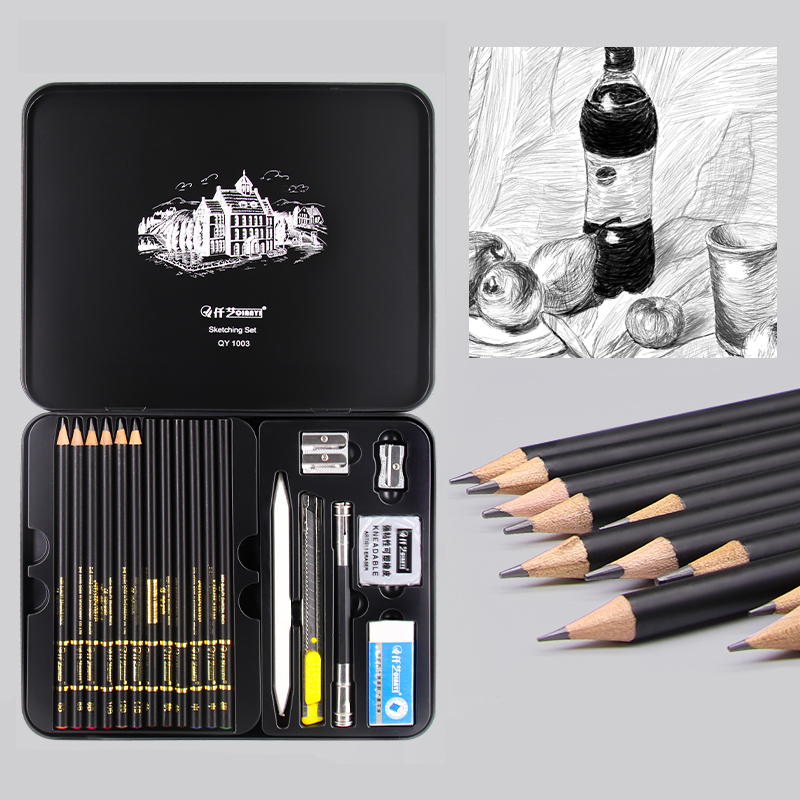 31 Pcs Sketch Pencil Set Professional Sketching Drawing Kit Wood Pencil Painter School Students Art Supplies